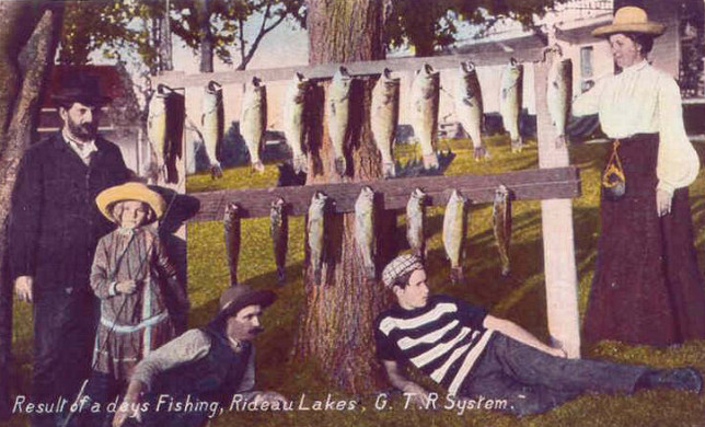 A fishing party on the Rideau; location unknown - "G. T. R. System".